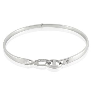 Lock Bangle with White Gold and Diamond
