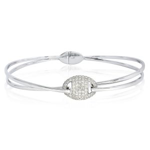 Double Line Bangle with White Gold and Diamond