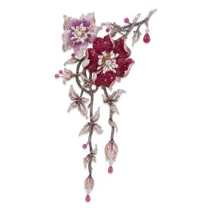 Flora Ruby and Gemstone Brooch