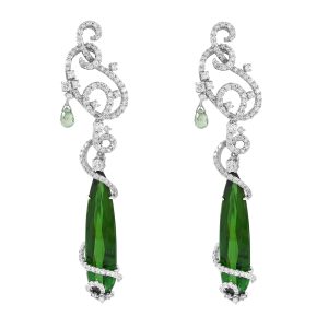 Vine Emerald with Diamond Drop Earrings