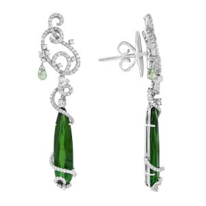 Vine Emerald with Diamond Drop Earrings