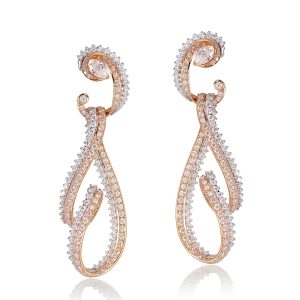 Diamond Earrings with White and Pink Gold