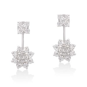 Drop Flower Diamond Earrings