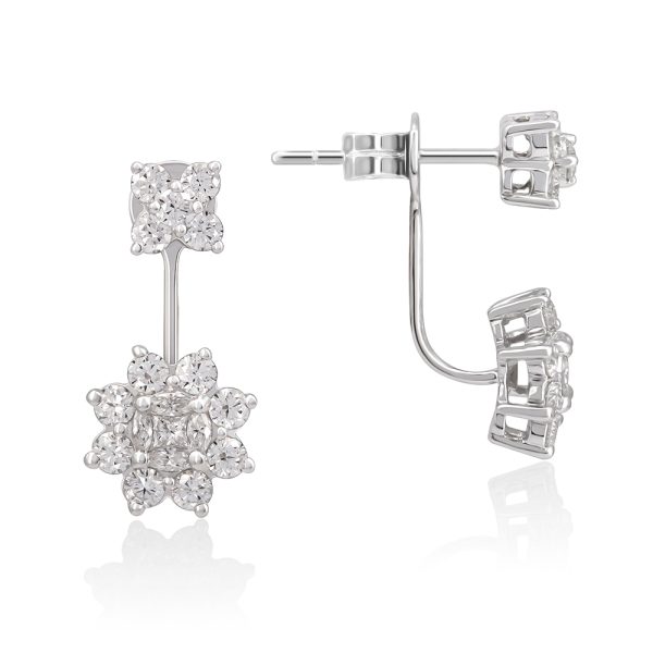 Drop Flower Diamond Earrings