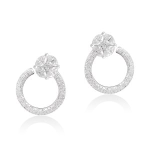 Circle Diamond Front and Back Earrings