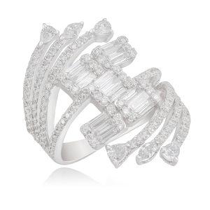 Baquette and Round Diamond Cocking Ring
