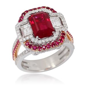 Ruby and Diamond Ring with White Gold