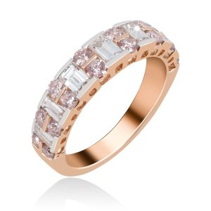 Pink and White Diamond Half Eternity Ring