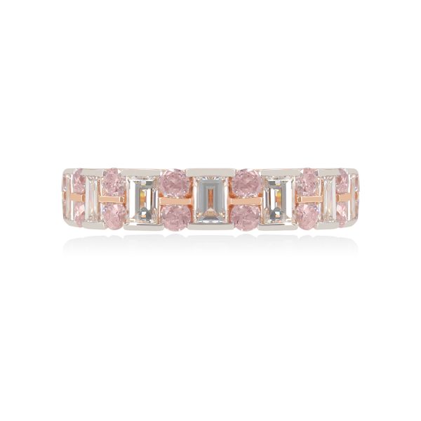 Pink and White Diamond Half Eternity Ring